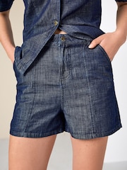 Dark Blue Lipsy Tailored Denim Shorts - Image 4 of 8