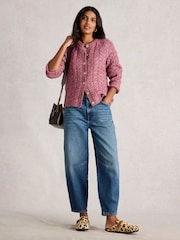 White Stuff Pink Carly Cable Cardigan - Image 1 of 6