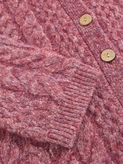 White Stuff Pink Carly Cable Cardigan - Image 6 of 6