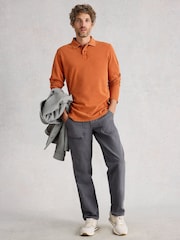 White Stuff Orange LS Utility Polo Shirt - Image 2 of 6