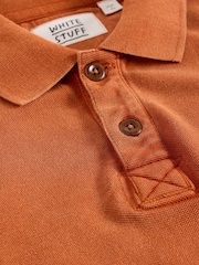 White Stuff Orange LS Utility Polo Shirt - Image 6 of 6