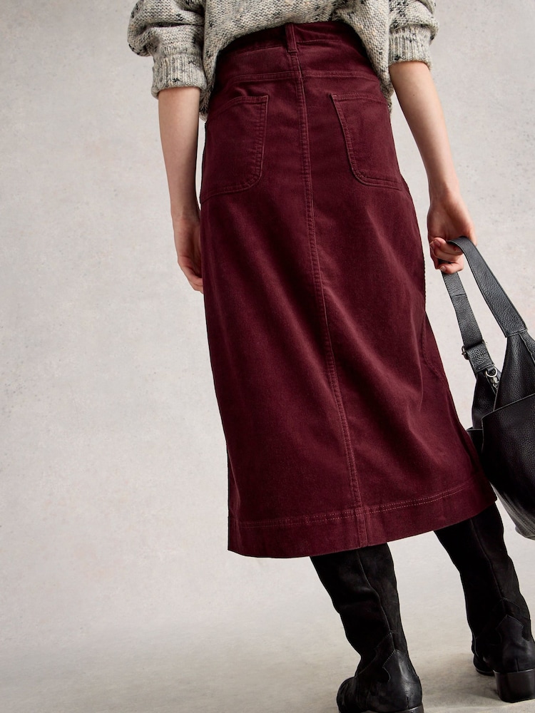 White Stuff Purple Tia Cord Midi Skirt - Image 2 of 6