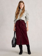 White Stuff Purple Tia Cord Midi Skirt - Image 3 of 6