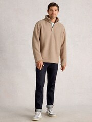 White Stuff Natural Borg Half Zip Sweat Top - Image 1 of 6