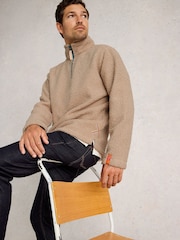 White Stuff Natural Borg Half Zip Sweat Top - Image 4 of 6