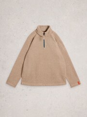 White Stuff Natural Borg Half Zip Sweat Top - Image 5 of 6