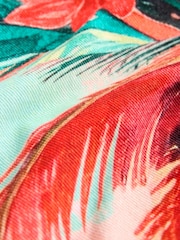 Tropical Coral Print Split Hem High Rise Denim Shorts - Image 2 of 4