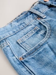 Mid Blue - High Rise A-Line Denim Shorts - Larawan 7 ng 8