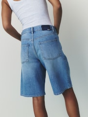 self. Mid Blue Slouch Denim Jort Shorts - Image 5 of 9