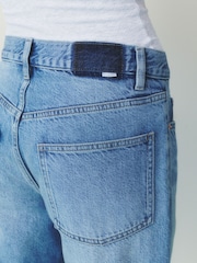 self. Mid Blue Slouch Denim Jort Shorts - Image 6 of 9