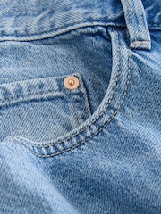 self. Mid Blue Slouch Denim Jort Shorts - Image 8 of 9