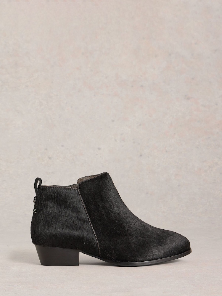 White Stuff Black Wide Fit Pony Ankle Boots - Image 1 of 4