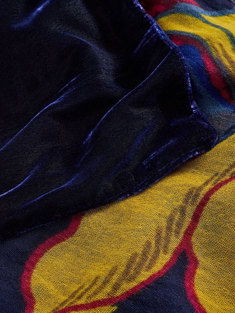 White Stuff Blue Velvet Printed Scarf - Image 3 of 3