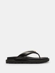 COACH Black Brynn Leather Thong Sandals - Image 1 of 6