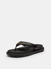 COACH Black Brynn Leather Thong Sandals - Image 2 of 6