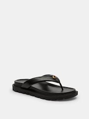 COACH Black Brynn Leather Thong Sandals - Image 3 of 6