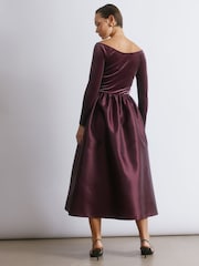 Albaray Red Velvet & Taffeta Bardot Dress - Image 2 of 4