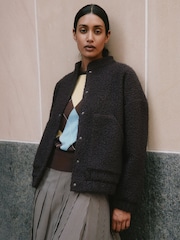 Albaray Curly Bomber Brown Jacket - Image 1 of 5