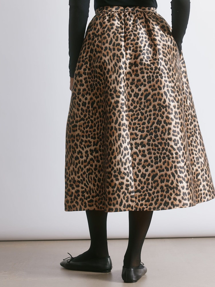 Albaray Animal Taffeta Full Brown Skirt - Image 2 of 6 Albaray Animal Taffeta Full Brown Skirt - Image 2 of 6