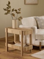 Mid Natural Oak Effect Side Table - Image 2 of 7
