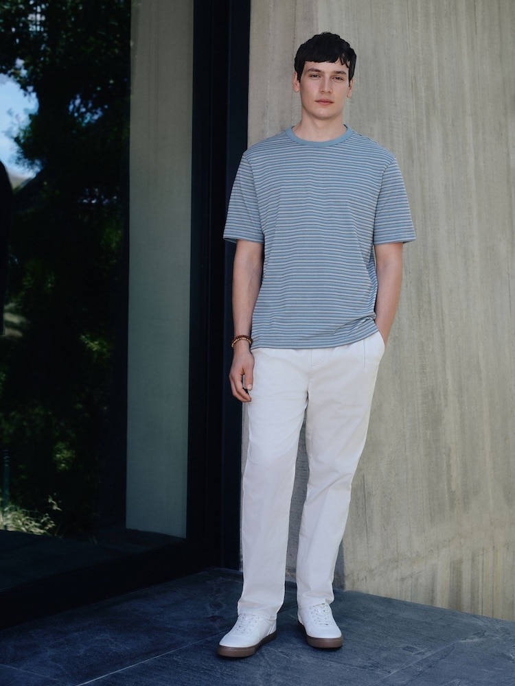 Blue Light Horizontal Stripe Regular Fit T-Shirt - Image 2 of 7