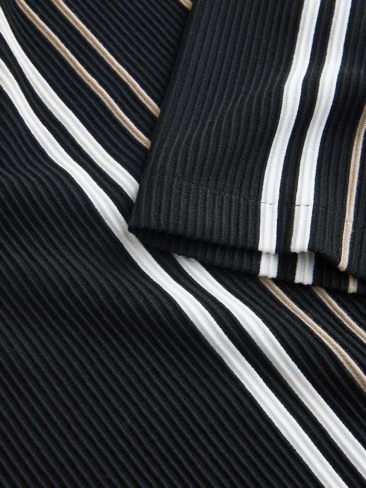 Black and Neutral Smart Vertical Stripe T-Shirt - Image 7 of 7