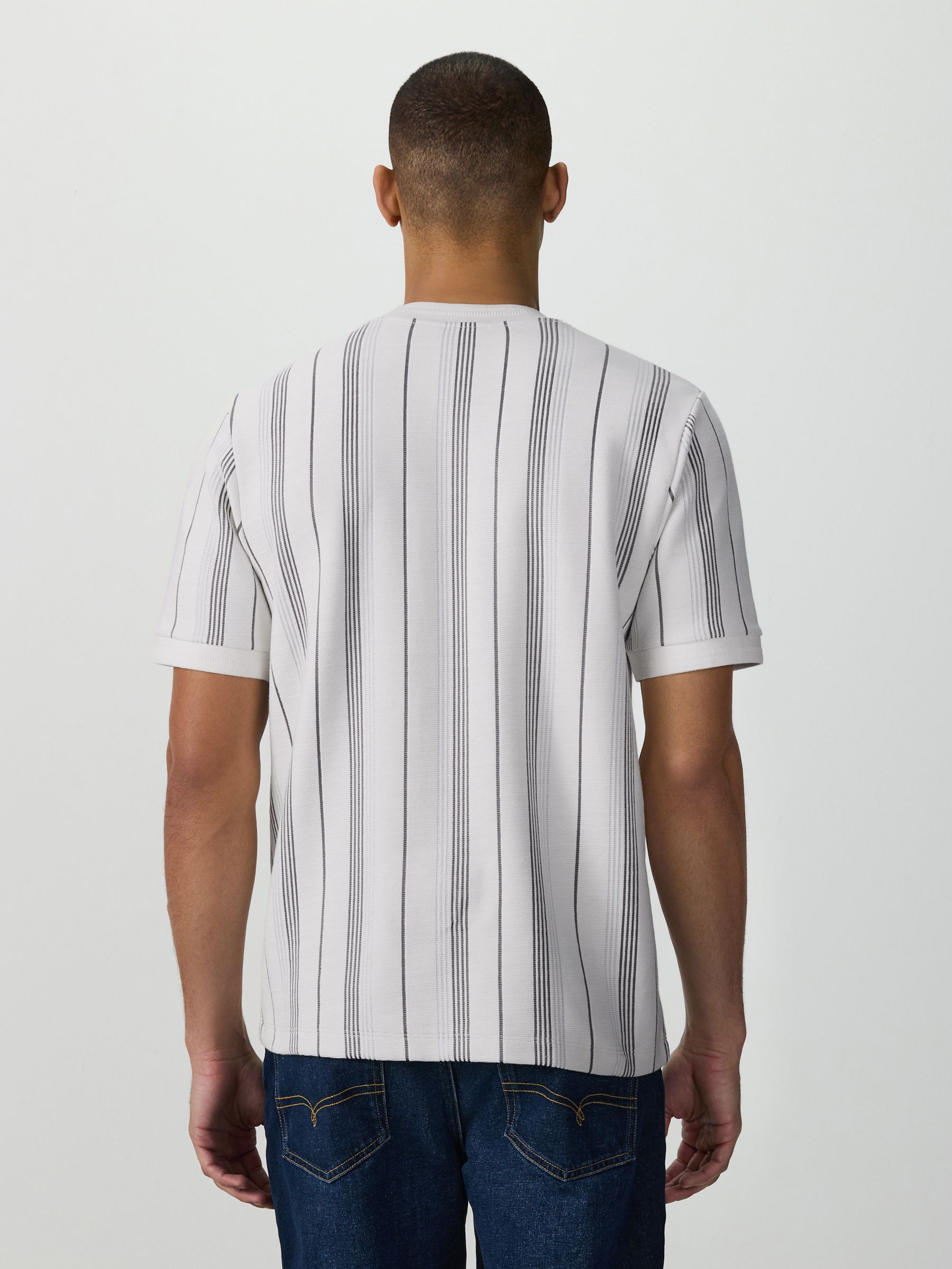 Buy White and Grey Smart Vertical Stripe T-Shirt from Next Romania