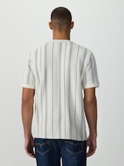 White and Grey Smart Vertical Stripe T-Shirt - Image 3 of 7