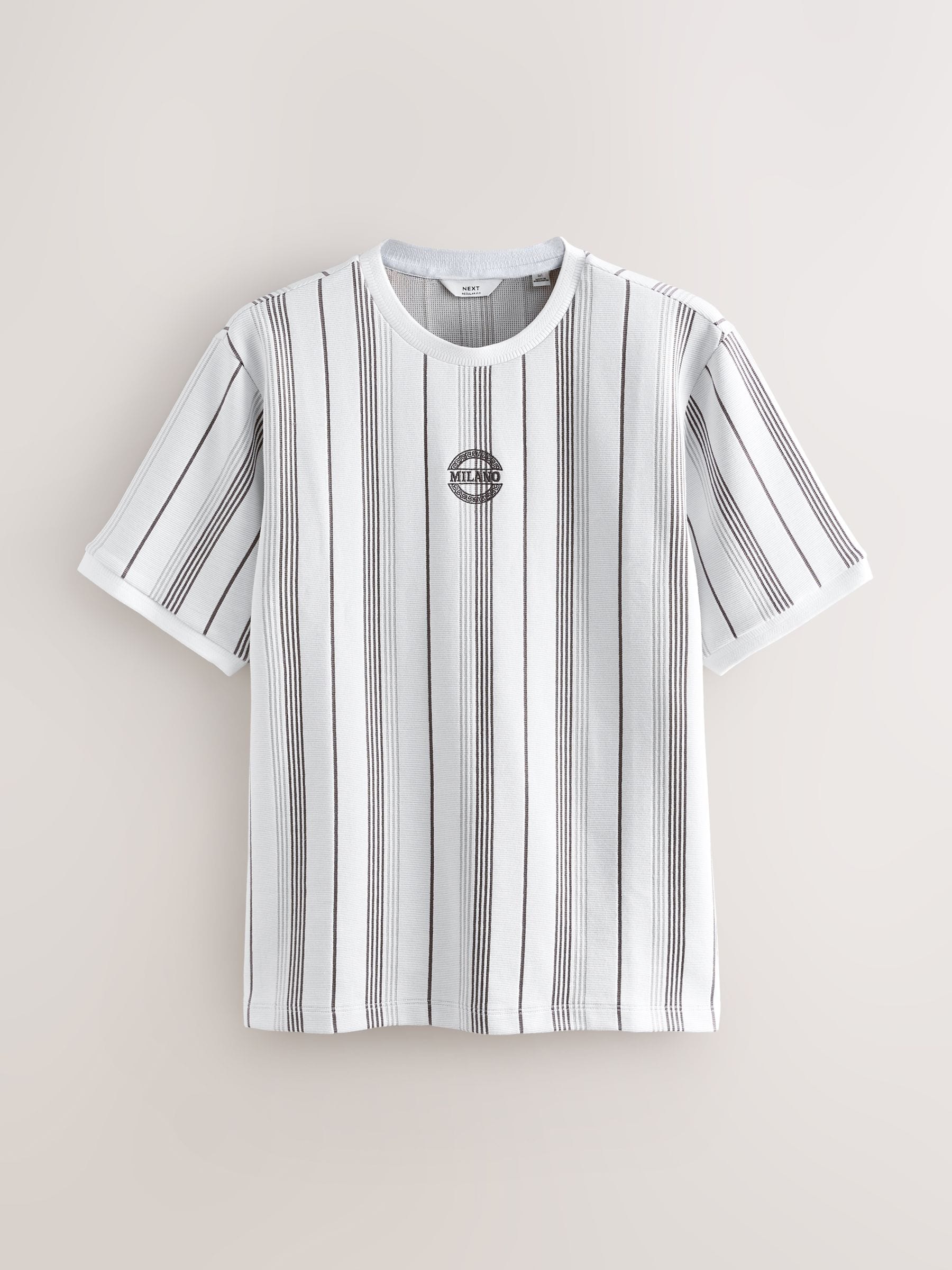 Buy White and Grey Smart Vertical Stripe T-Shirt from Next Romania