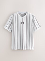 White and Grey Smart Vertical Stripe T-Shirt - Image 5 of 7
