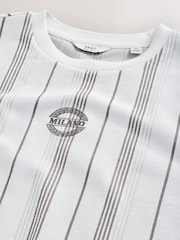 White and Grey Smart Vertical Stripe T-Shirt - Image 7 of 7