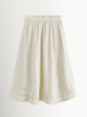 Weekend MaxMara White Gergo Linen Embroidered Midi Skirt - Image 1 of 5