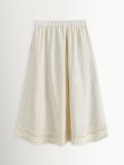 Weekend MaxMara White Gergo Linen Embroidered Midi Skirt - Image 2 of 5
