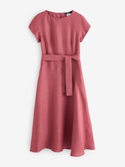 Weekend MaxMara Pink Esordio Linen Belted Midi Dress - Image 1 of 6