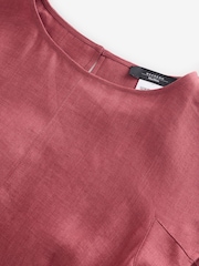 Weekend MaxMara Pink Esordio Linen Belted Midi Dress - Image 8 of 11