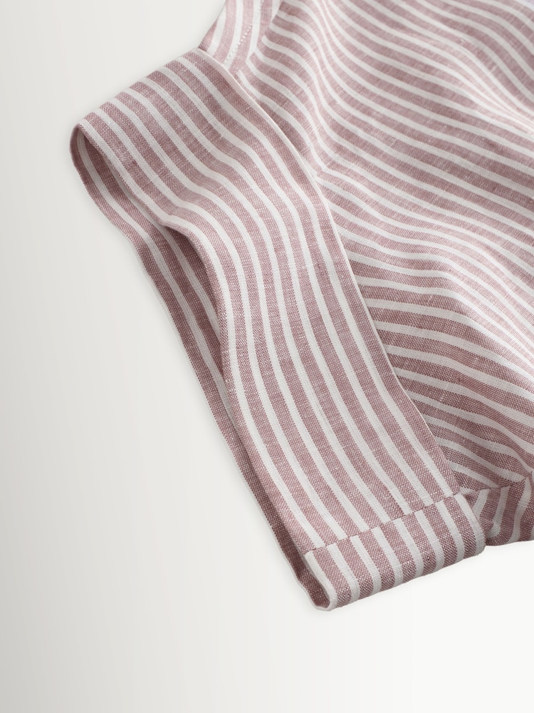 Weekend MaxMara Red Verve Linen Loose Fit Striped Shirt - Image 11 of 11