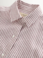 Weekend MaxMara Red Verve Linen Loose Fit Striped Shirt - Image 3 of 5