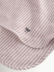 Weekend MaxMara Red Verve Linen Loose Fit Striped Shirt - Image 4 of 5
