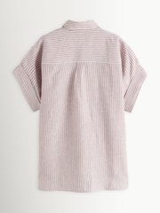 Weekend MaxMara Red Verve Linen Loose Fit Striped Shirt - Image 8 of 11