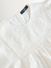 Weekend MaxMara White Bacino Linen Embroidered Blouse - Image 3 of 5