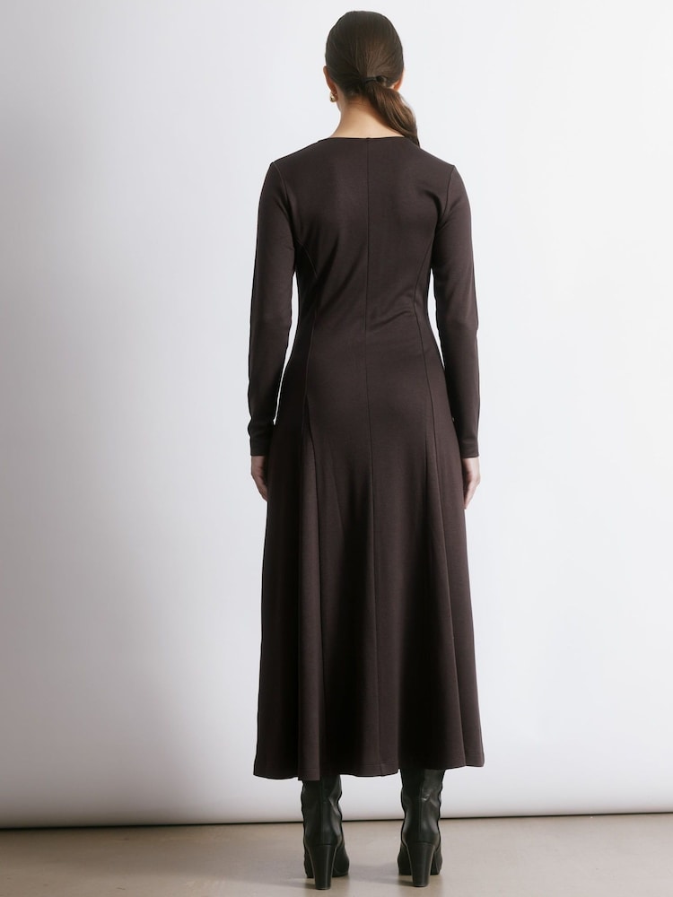 Albaray Godet Maxi Brown Dress - Image 2 of 5 Albaray Godet Maxi Brown Dress - Image 2 of 5
