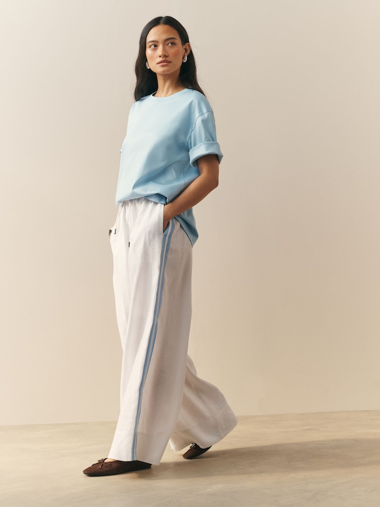 白色 - Nothing Ordinary Linen Wide Leg Trousers - 图片1 / 4