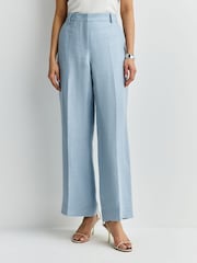 Weekend MaxMara Blue Malizia Pure Linen Canvas Tailored Trousers - Image 4 of 12