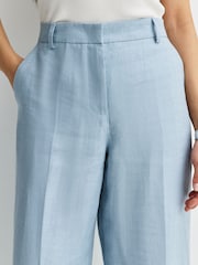 Weekend MaxMara Blue Malizia Pure Linen Canvas Tailored Trousers - Image 6 of 12