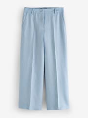 Weekend MaxMara Blue Malizia Pure Linen Canvas Tailored Trousers - Image 7 of 12