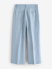 Weekend MaxMara Blue Malizia Pure Linen Canvas Tailored Trousers - Image 8 of 12