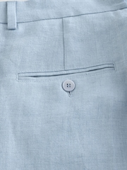 Weekend MaxMara Blue Malizia Pure Linen Canvas Tailored Trousers - Image 9 of 12