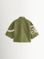 Weekend MaxMara Green Como Embroidered Boxy Fit Jacket - Image 8 of 13