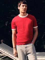 Rojo - Individual - Camiseta con ribetes de corte slim - Imagen 1 de 11