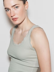 The Set 3 Pack Ribbed Scallop Trim Vests - Imaginea 3 din 6